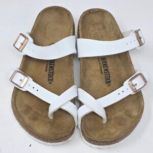 Birkenstock Mayari White Faux Leather Birko-Flor Sandals EU 33 US 2